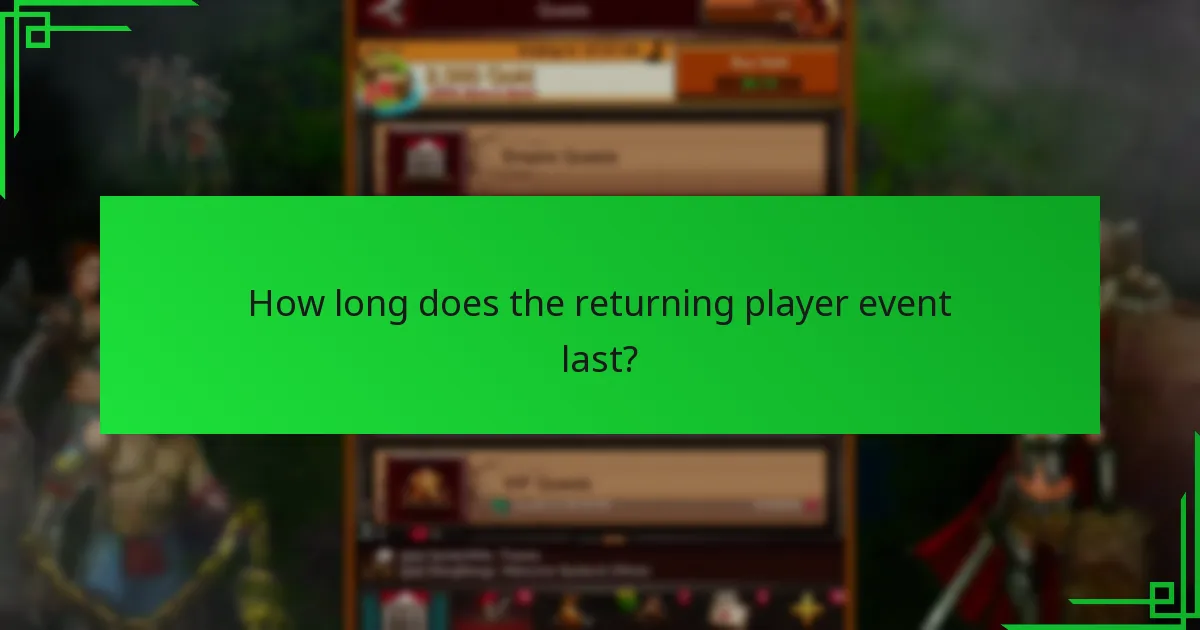 How long does the returning player event last?