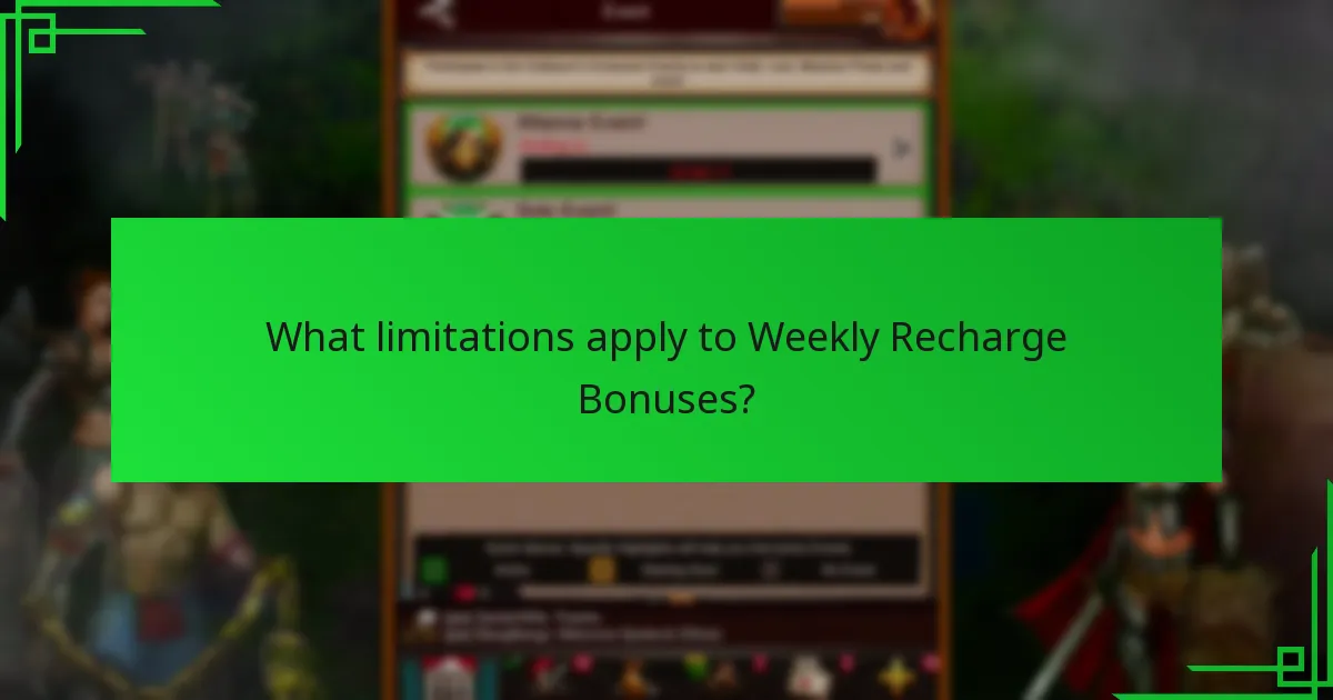 What limitations apply to Weekly Recharge Bonuses?